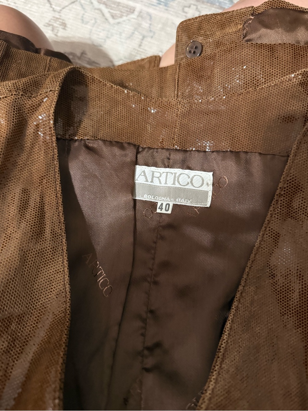 Artico brown leather button down vest - Picture 9 of 9